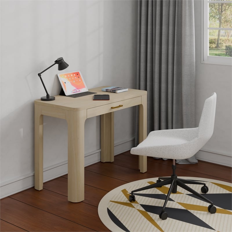 New Pacific Direct Trevin KD Small Desk 1 Drawer in Weathered Sand