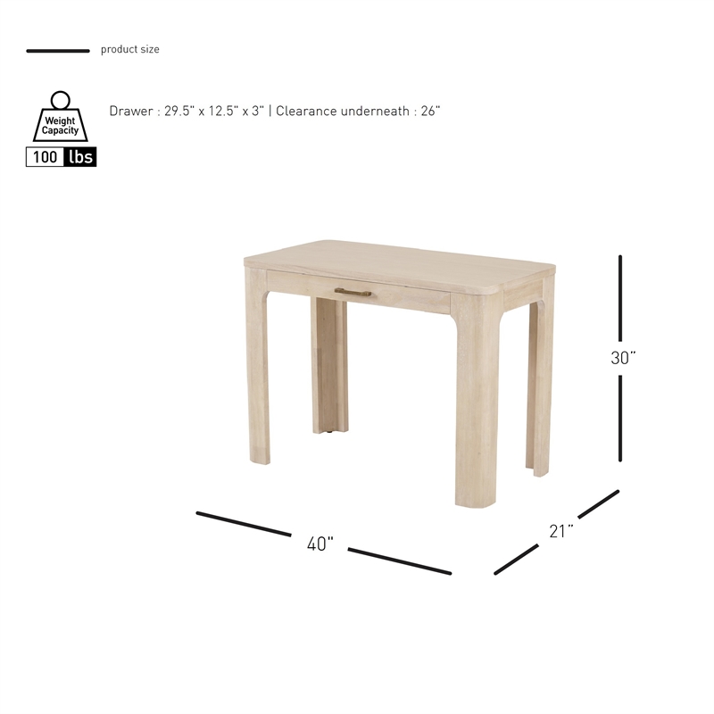 NPD Furniture Trevin KD Small Desk 1 Drawer in Weathered Sand