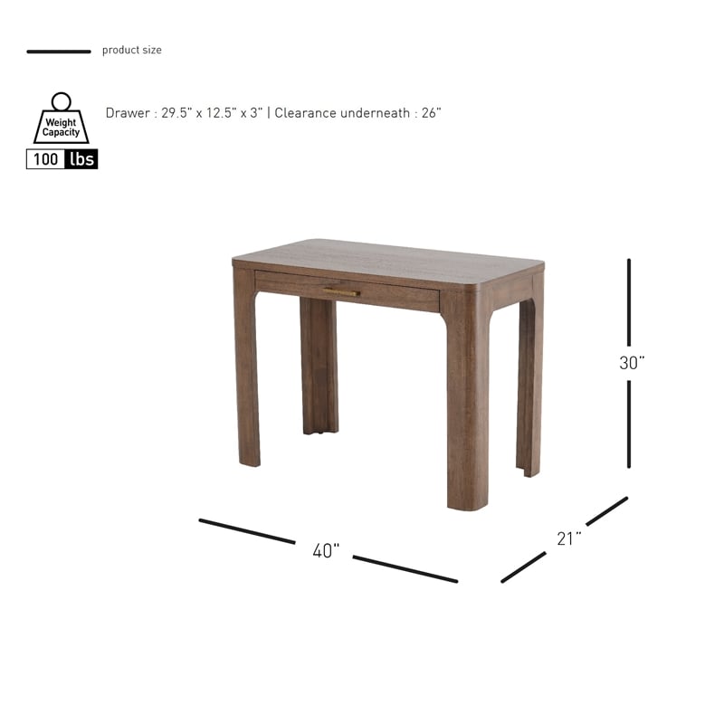 New Pacific Direct Trevin KD Small Desk 1 Drawer in Walnut
