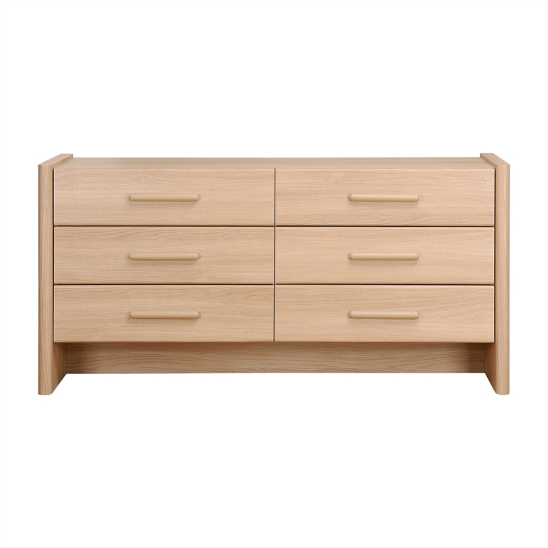 NPD Furniture Fortville KD Dresser 6 Drawers in Light Oak