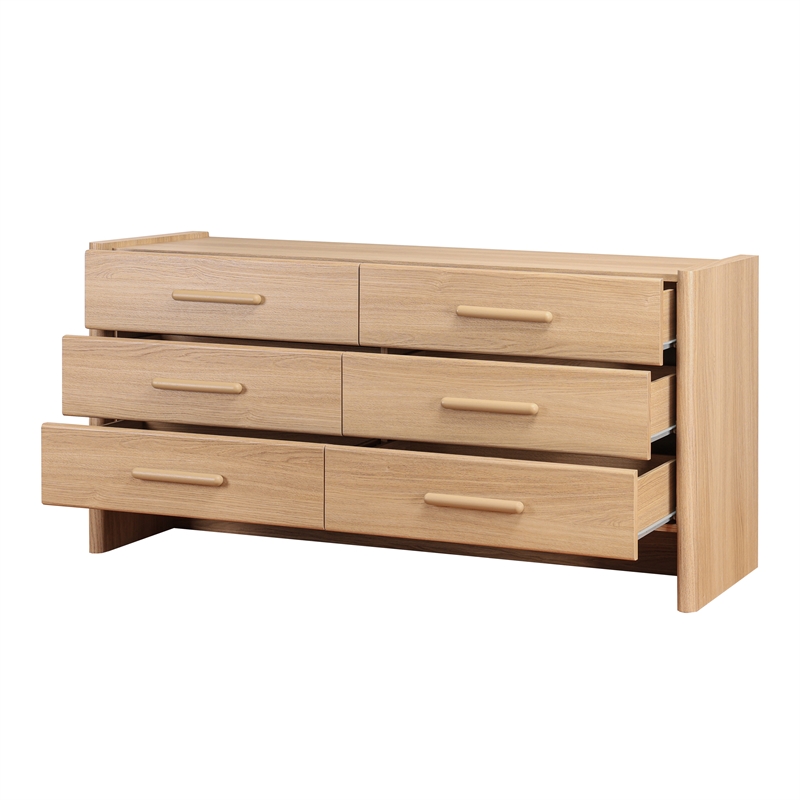 NPD Furniture Fortville KD Dresser 6 Drawers in Light Oak