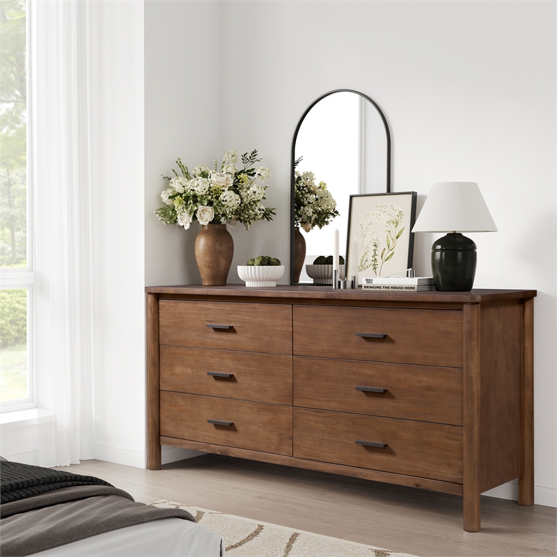 New Pacific Direct Bloomfield Dresser 6 Drawers in Dark Walnut