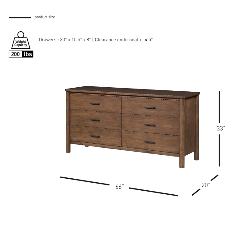 New Pacific Direct Bloomfield Dresser 6 Drawers in Dark Walnut