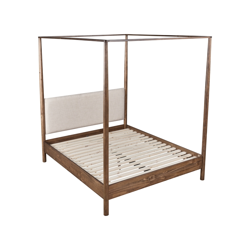 New Pacific Direct Bloomfield KD Queen Canopy Bed Set in Dark Walnut