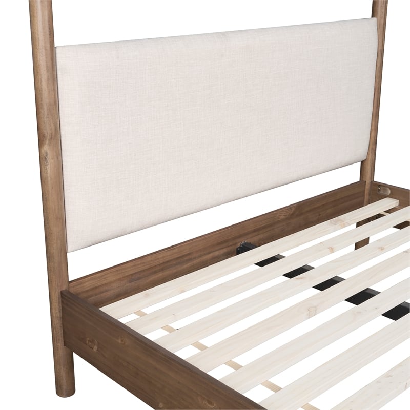 New Pacific Direct Bloomfield KD Queen Canopy Bed Set in Dark Walnut