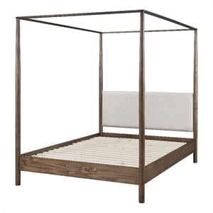 NPD Furniture Bloomfield KD Queen Canopy Bed Set in Dark Walnut