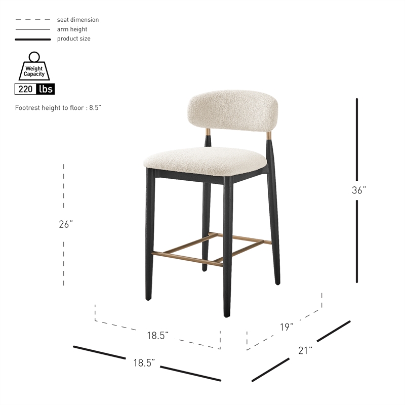 NPD Furniture Verna Boucle Counter Stool Black Frame in Palladian Beige