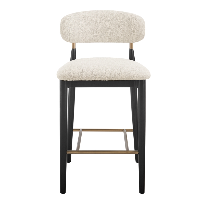 NPD Furniture Verna Boucle Counter Stool Black Frame in Palladian Beige