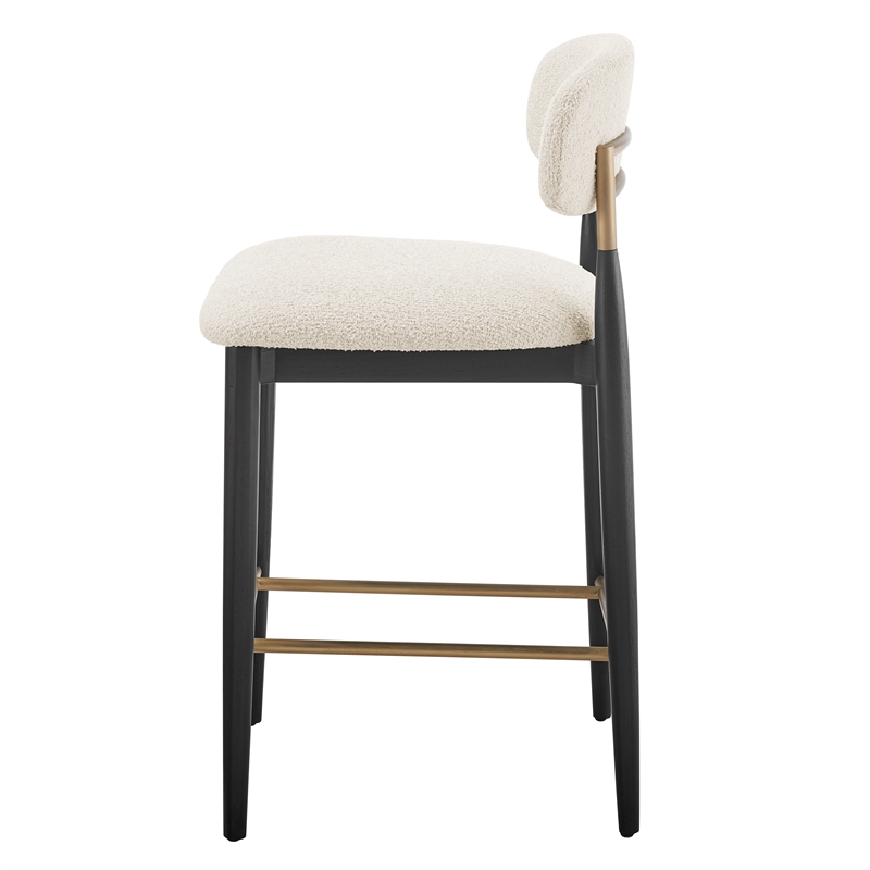 NPD Furniture Verna Boucle Counter Stool Black Frame in Palladian Beige
