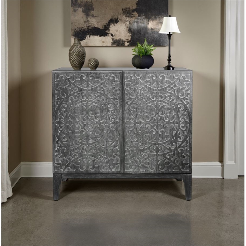 NPD Furniture Margie KD Cabinet 2 Doors in Brushstroke Black
