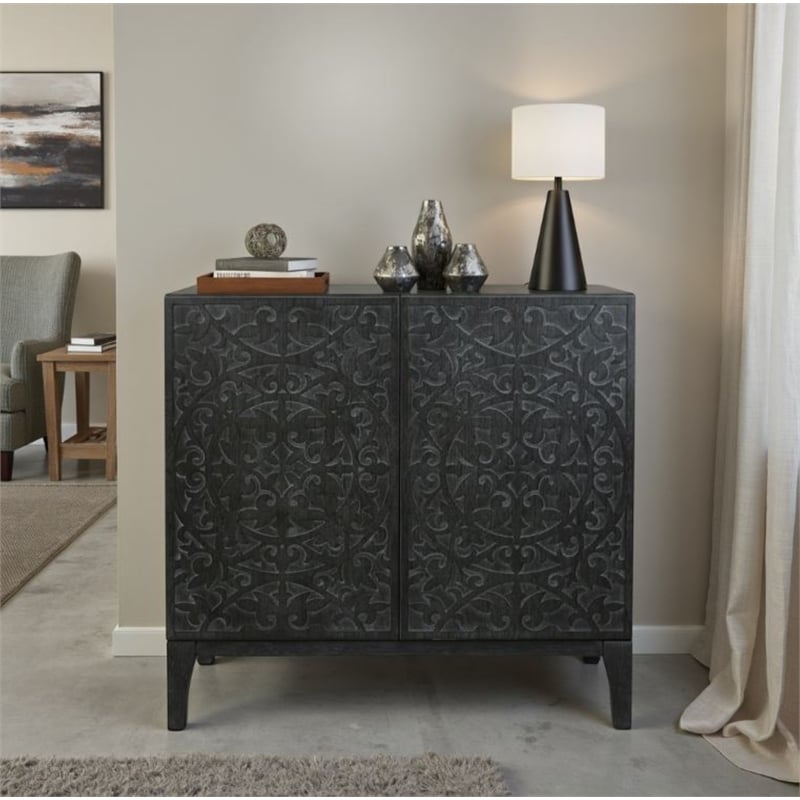 NPD Furniture Margie KD Cabinet 2 Doors in Brushstroke Black