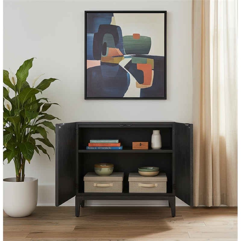 NPD Furniture Margie KD Cabinet 2 Doors in Brushstroke Black