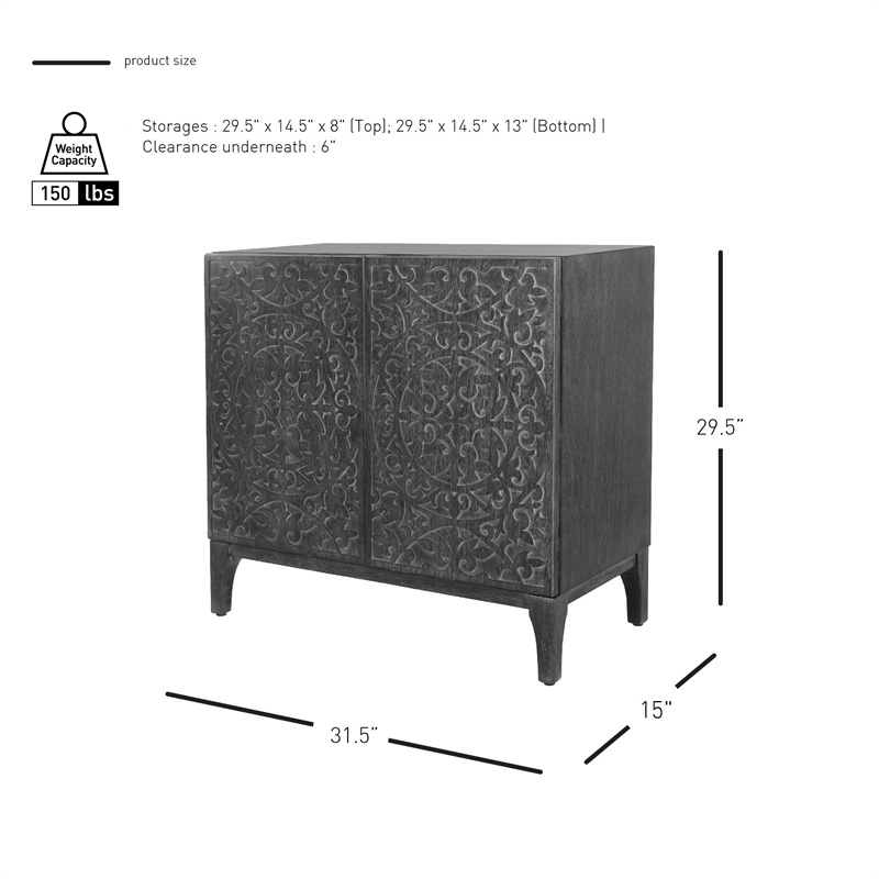 NPD Furniture Margie KD Cabinet 2 Doors in Brushstroke Black