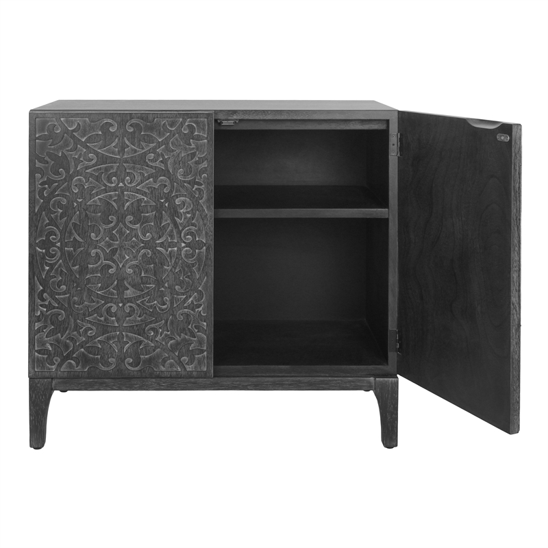 NPD Furniture Margie KD Cabinet 2 Doors in Brushstroke Black
