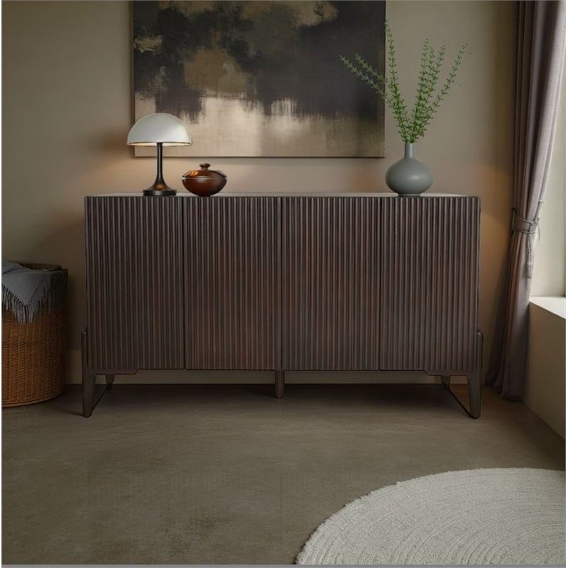 New Pacific Direct Baylor KD Sideboard 4 Doors in Dark Brown