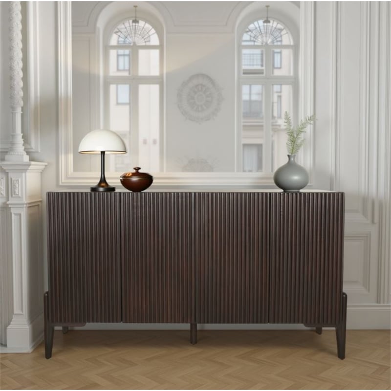 New Pacific Direct Baylor KD Sideboard 4 Doors in Dark Brown