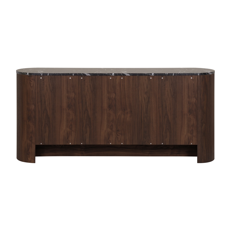NPD Furniture Baron KD Sideboard 4 Doors in Midnight Marble/Coffee Brown