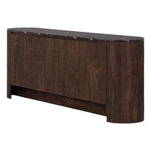 NPD Furniture Baron KD Sideboard 4 Doors in Midnight Marble/Coffee Brown