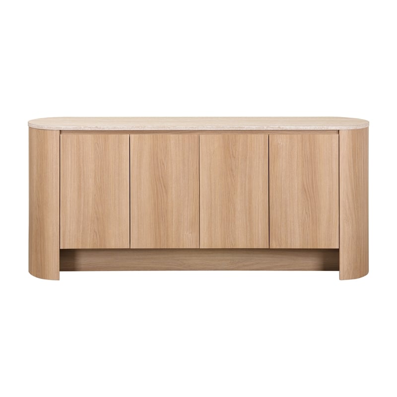 NPD Furniture Baron KD Sideboard 4 Doors in Travertine/Light Oak