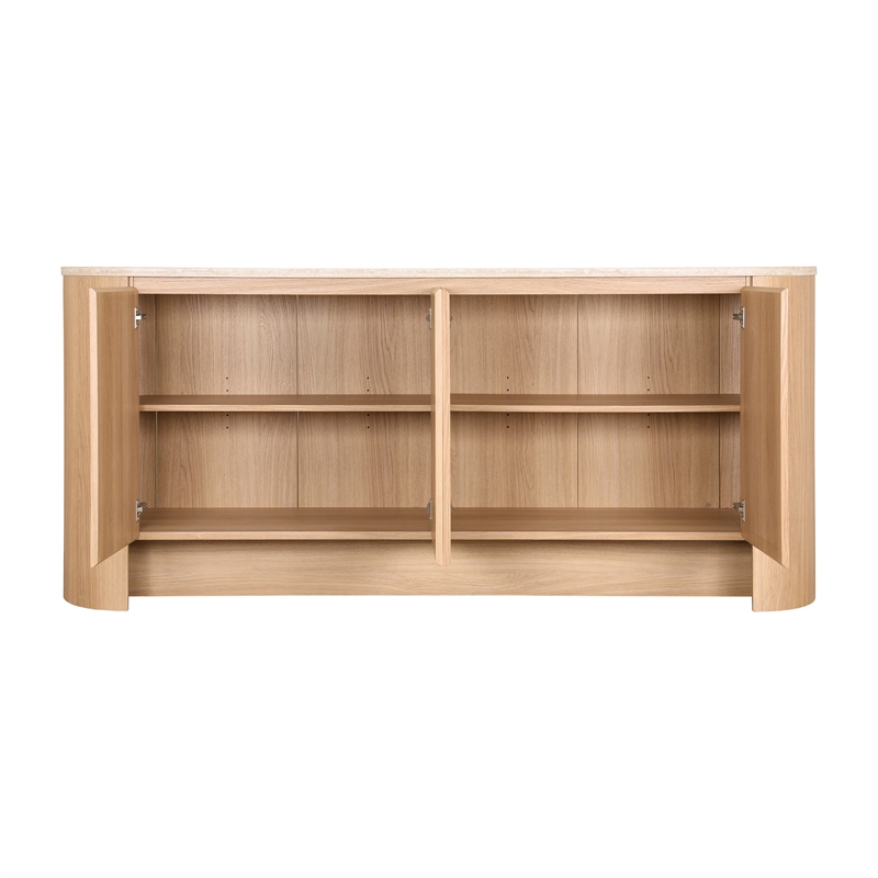 NPD Furniture Baron KD Sideboard 4 Doors in Travertine/Light Oak