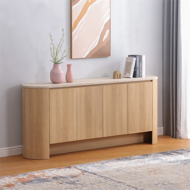 NPD Furniture Baron KD Sideboard 4 Doors in Travertine/Light Oak