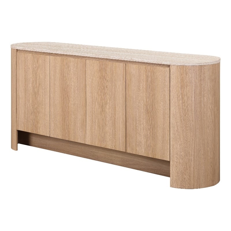 NPD Furniture Baron KD Sideboard 4 Doors in Travertine/Light Oak