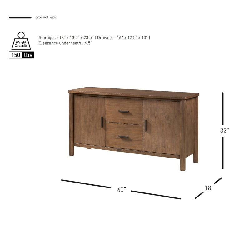 NPD Furniture Bloomfield Sideboard 2 Drawers + 2 Doors in Dark Walnut
