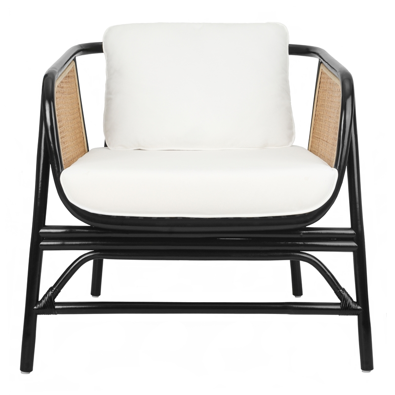 NPD Furniture Quilla Rattan Accent Arm Chair in Black/Natural
