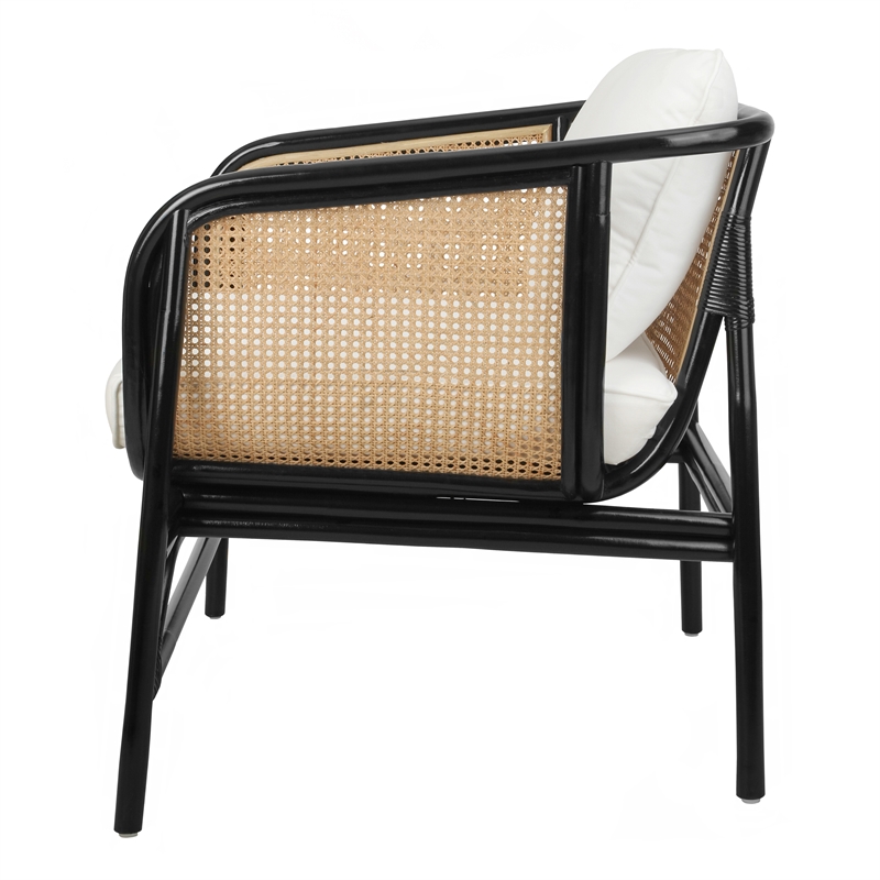 NPD Furniture Quilla Rattan Accent Arm Chair in Black/Natural