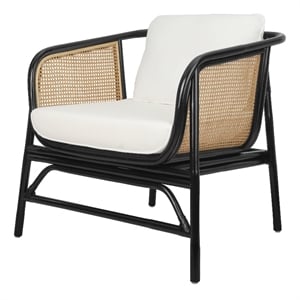 New Pacific Direct Quilla Rattan Accent Arm Chair in Black/Natural
