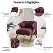 NPD Furniture Florence Fabric Accent Chair Brown Legs in Havana Maroon