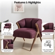 NPD Furniture Florence Fabric Accent Chair Brown Legs in Havana Maroon