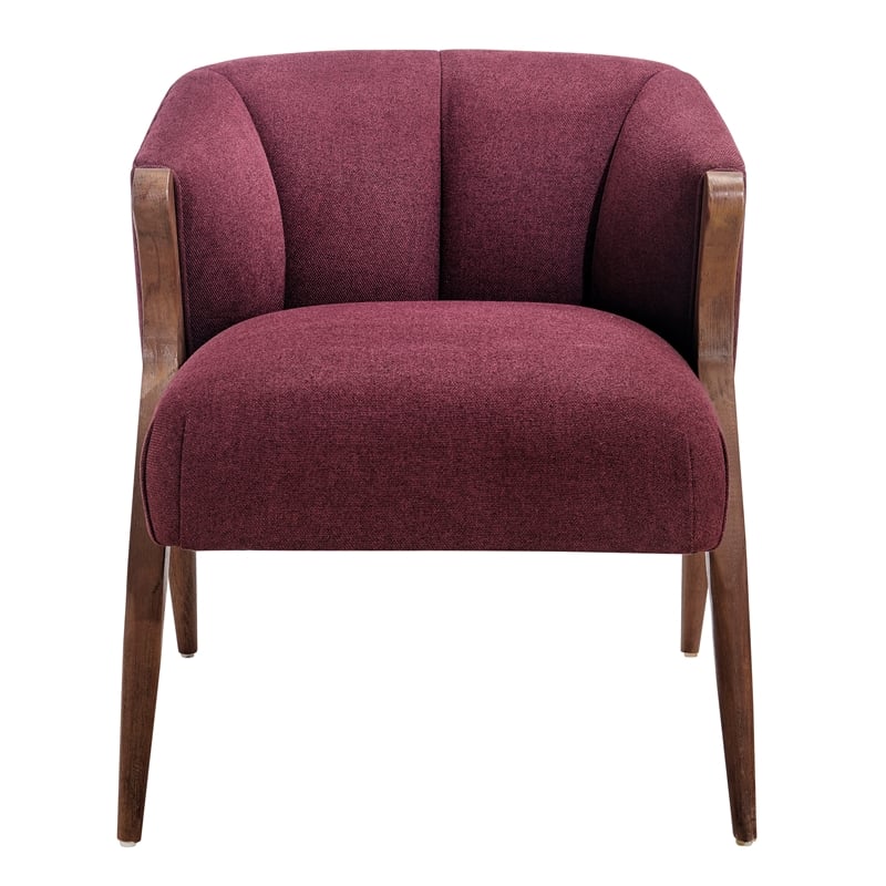 New Pacific Direct Florence Fabric Accent Chair Brown Legs in Havana Maroon