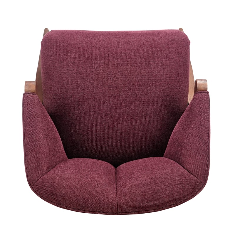 New Pacific Direct Florence Fabric Accent Chair Brown Legs in Havana Maroon