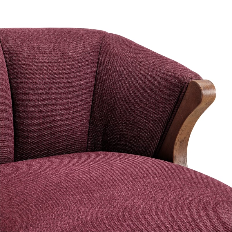 New Pacific Direct Florence Fabric Accent Chair Brown Legs in Havana Maroon