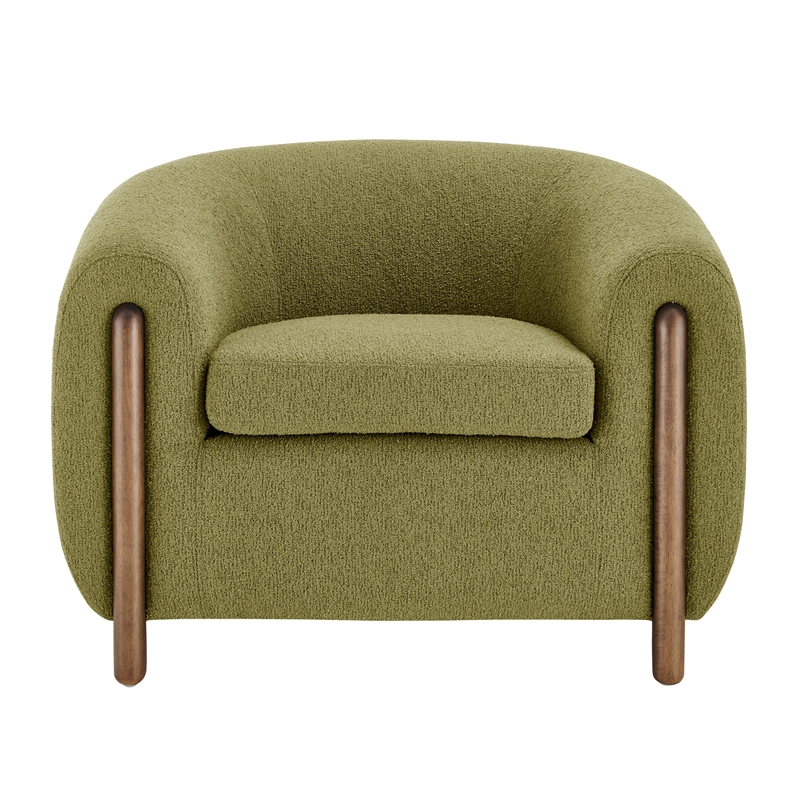 New Pacific Direct Cordelia Boucle Accent Arm Chair in Palladian Green