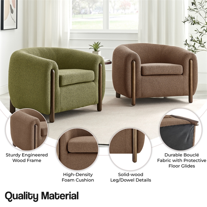 New Pacific Direct Cordelia Boucle Accent Arm Chair in Palladian Brown