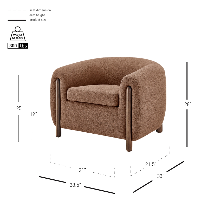 New Pacific Direct Cordelia Boucle Accent Arm Chair in Palladian Brown