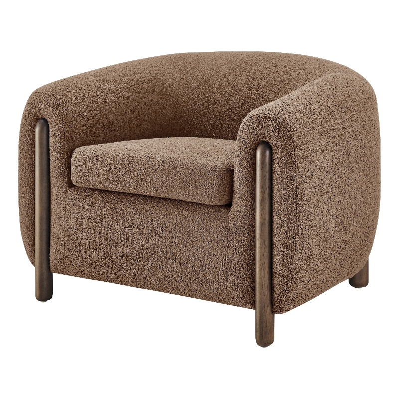 New Pacific Direct Cordelia Boucle Accent Arm Chair in Palladian Brown