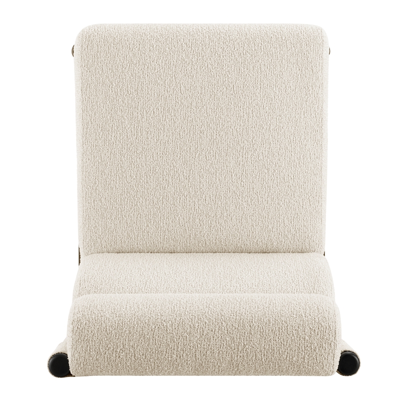 NPD Furniture Micah Boucle Dining Side Chair Black Frame in Palladian Beige