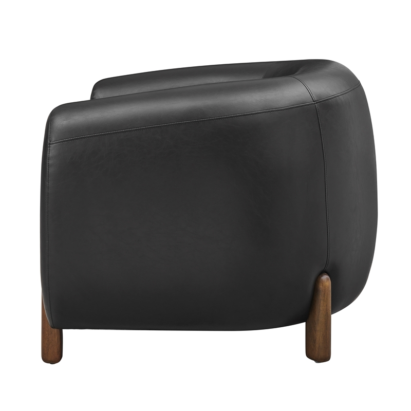 New Pacific Direct Cordelia Faux Leather Accent Arm Chair in Black