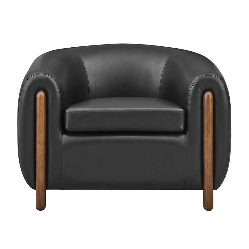 New Pacific Direct Cordelia Faux Leather Accent Arm Chair in Black