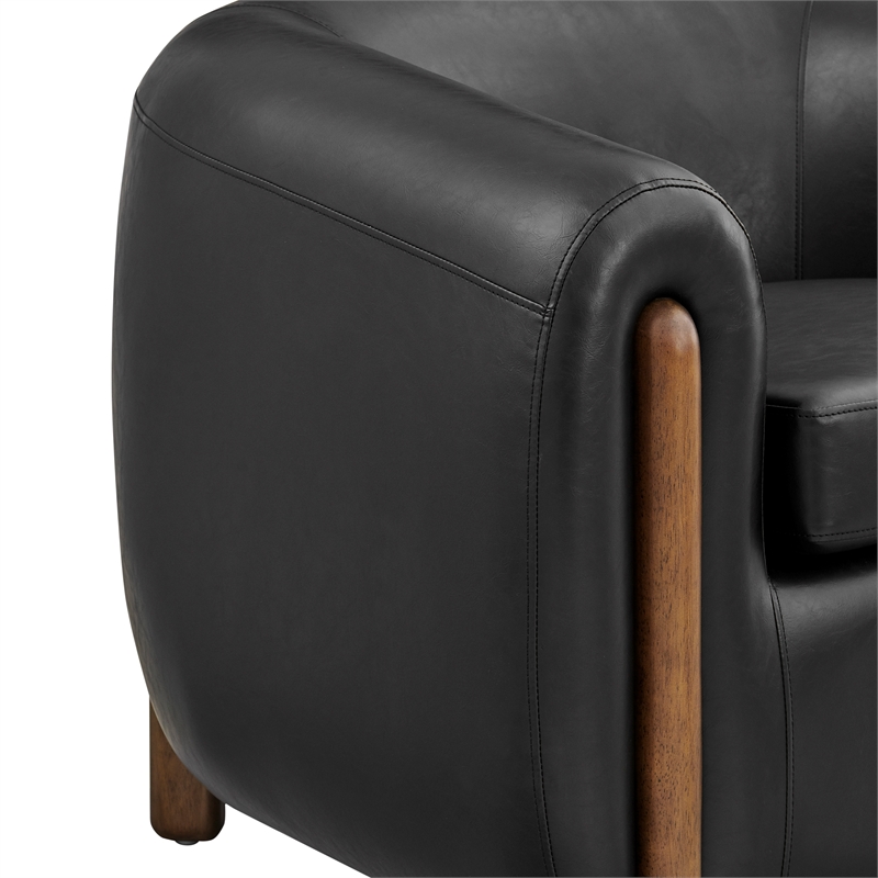 New Pacific Direct Cordelia Faux Leather Accent Arm Chair in Black