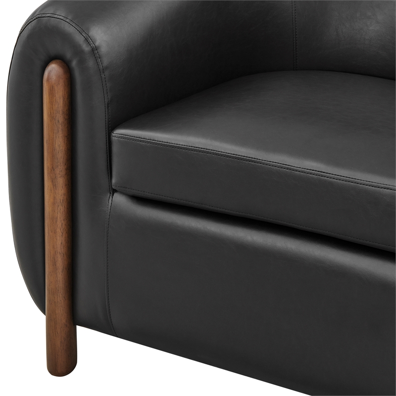 New Pacific Direct Cordelia Faux Leather Accent Arm Chair in Black