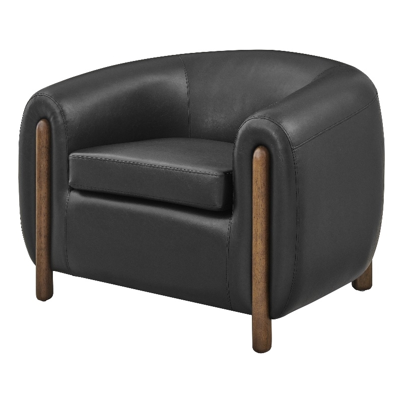 New Pacific Direct Cordelia Faux Leather Accent Arm Chair in Black