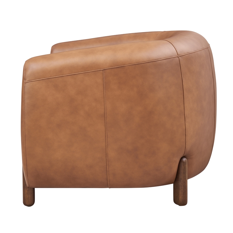 New Pacific Direct Cordelia Top Grain Leather Accent Arm Chair in Brown
