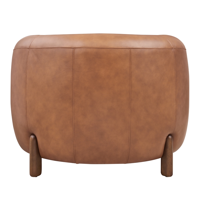 New Pacific Direct Cordelia Top Grain Leather Accent Arm Chair in Brown
