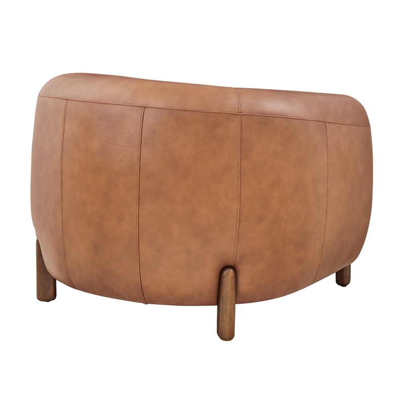 New Pacific Direct Cordelia Top Grain Leather Accent Arm Chair in Brown
