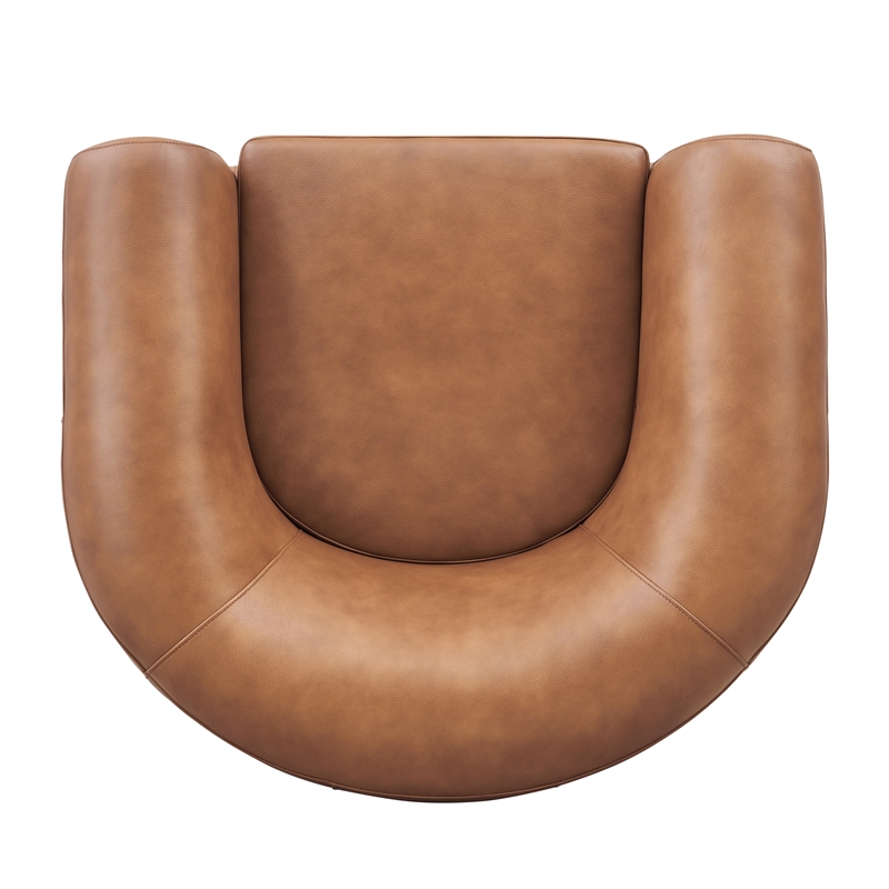New Pacific Direct Cordelia Top Grain Leather Accent Arm Chair in Brown
