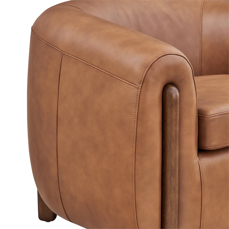 New Pacific Direct Cordelia Top Grain Leather Accent Arm Chair in Brown